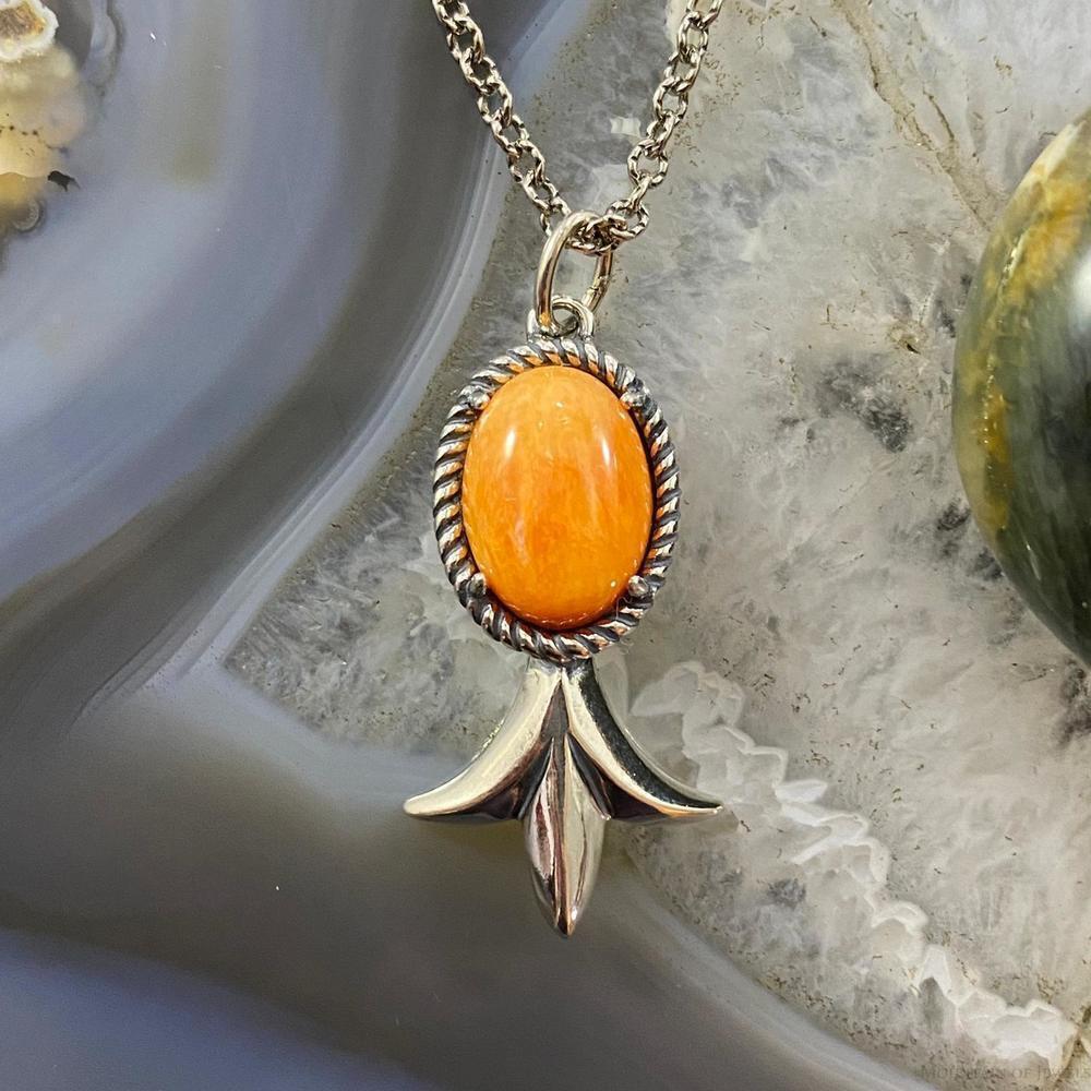 Carolyn Pollack Southwestern Style Silver Spiny Oyster Squash Pendant & Necklace